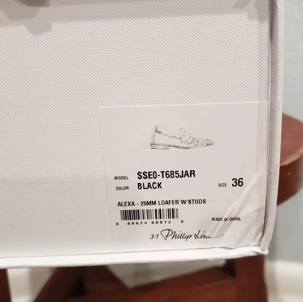 NWT in Box 3.1 Phillip Lim Women's Alexa Studded Apron Toe Black Loafer … - Picture 11 of 12